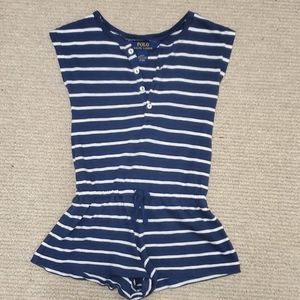 POLO Navy & White Striped Romper